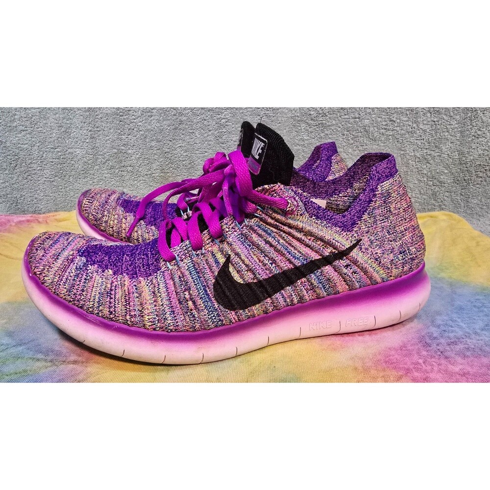 Nike Free RN Flyknit Women’s 8 Purple Pink Multicolor Running Shoes 831070-500